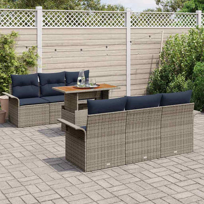 Tuin Sofa Set met opslag 7 pcs Grijs Poly riet