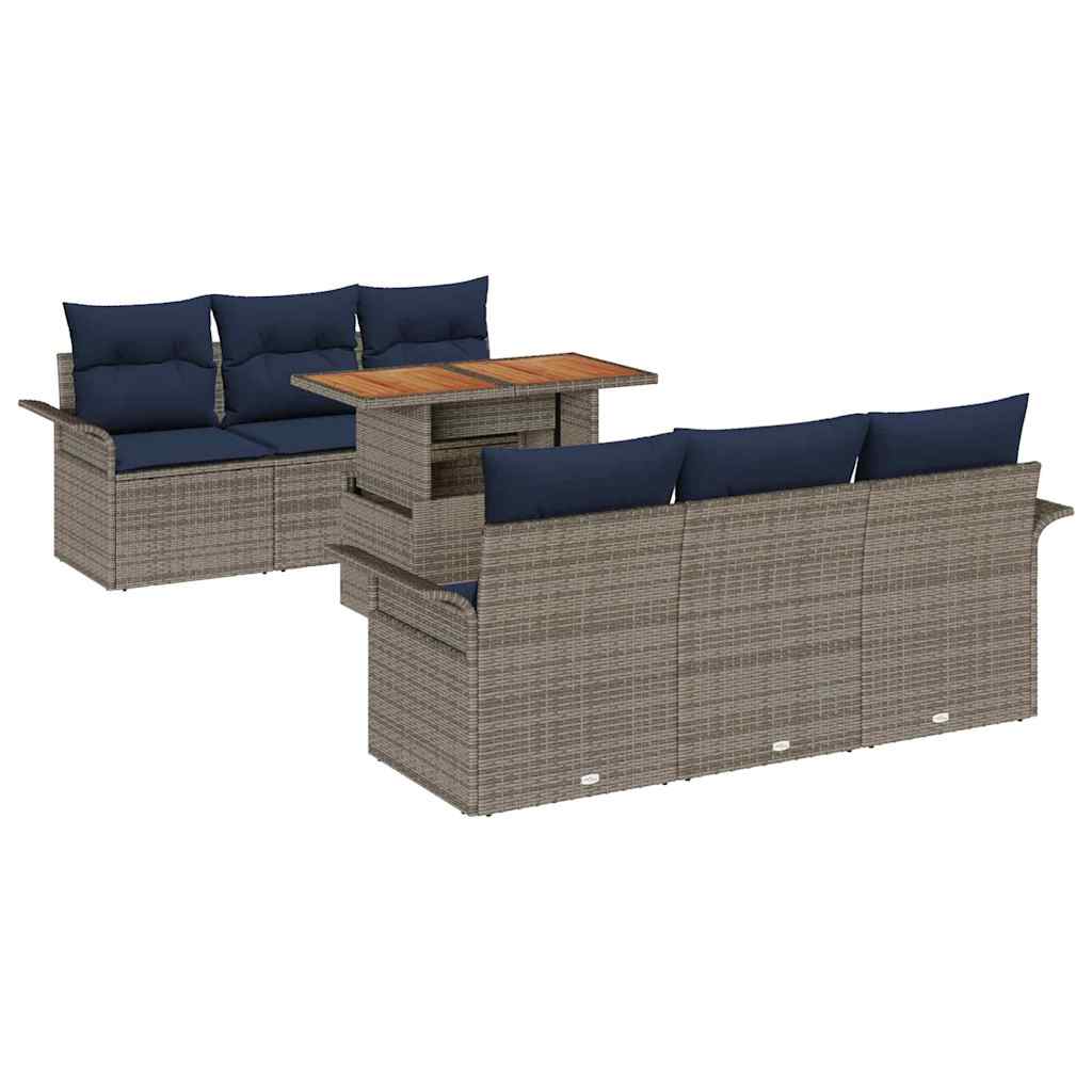 Tuin Sofa Set met opslag 7 pcs Grijs Poly riet
