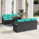 Garden Sofa Set with Storage 7 pcs Black Poly Rattan