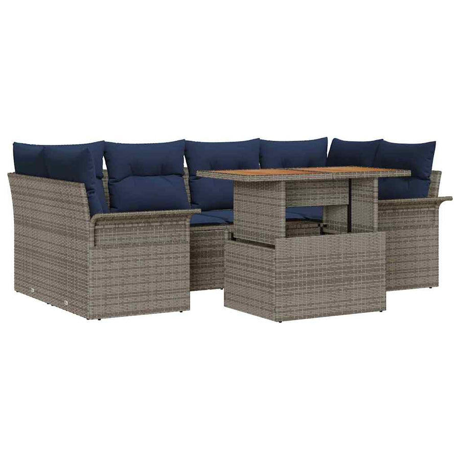 Tuin Sofa Set met opslag 7 pcs Grijs Poly riet
