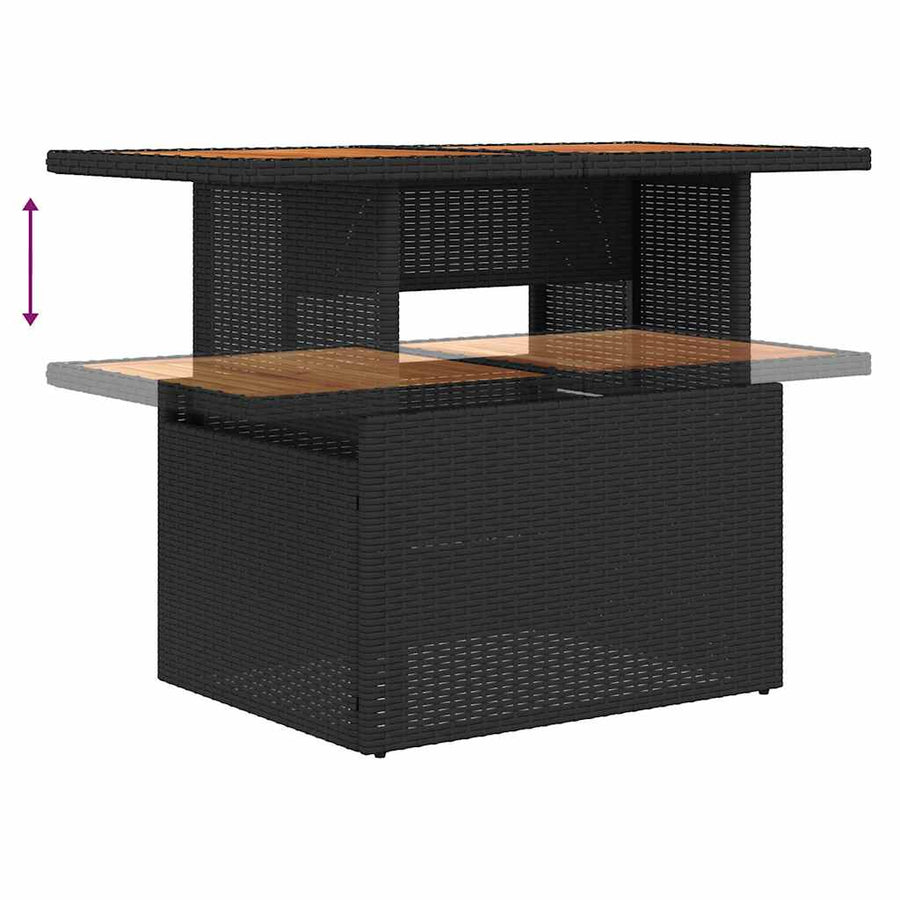 Tuin Sofa Set met opslag 7 pcs Zwart Poly riet