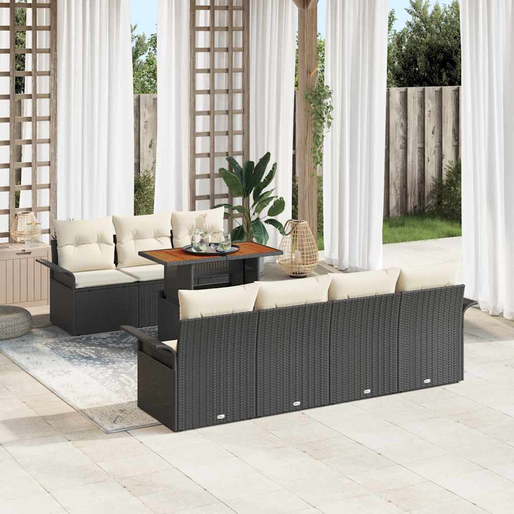 Tuin Sofa Set met opslag 8 pcs Zwart Poly riet