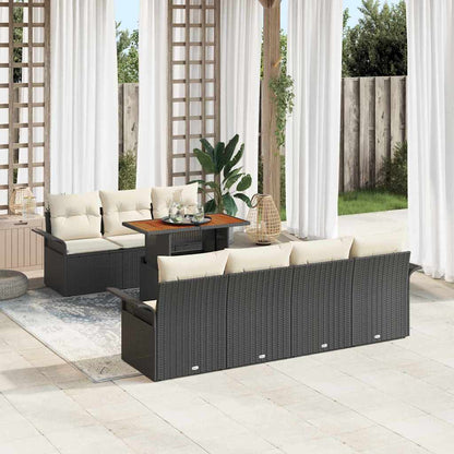 Tuin Sofa Set met opslag 8 pcs Zwart Poly riet