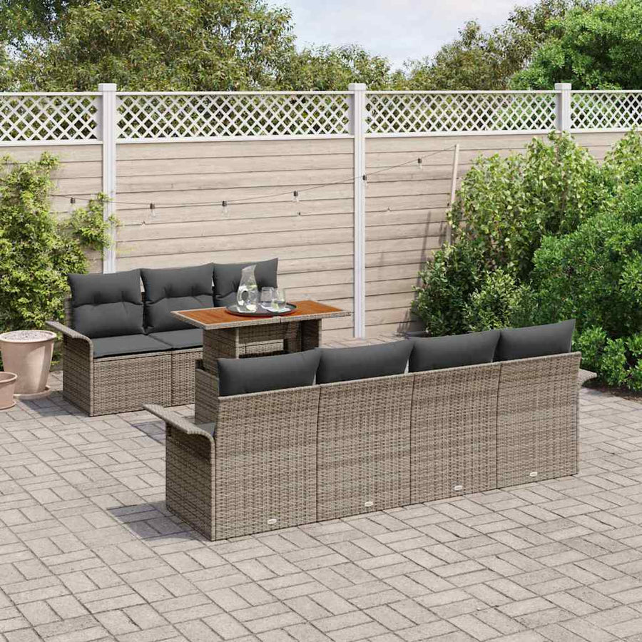 Tuin Sofa Set met opslag 8 pcs Grijs Poly riet