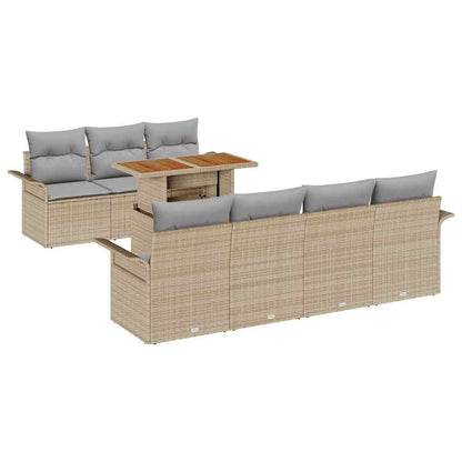 Tuin Sofa Set met opslag 8 pcs Beige Poly riet
