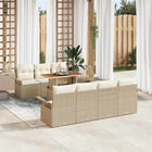 Tuinbank set 8-delig poly riet beige