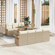Tuinbank set 8-delig poly riet beige