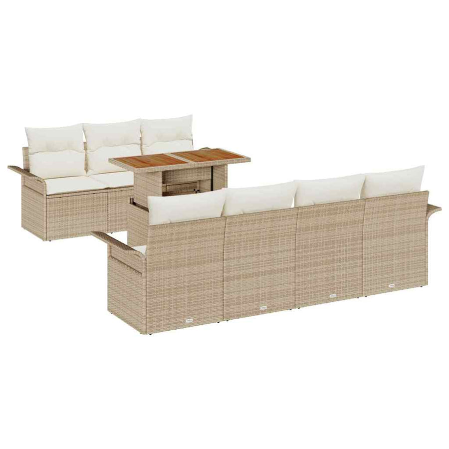 Tuin Sofa Set met opslag 8 pcs Beige Poly riet