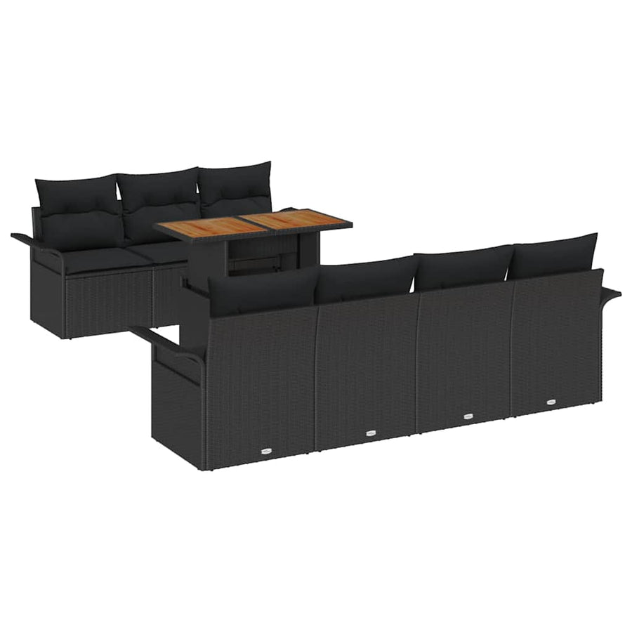 Tuin Sofa Set met opslag 8 pcs Zwart Poly riet
