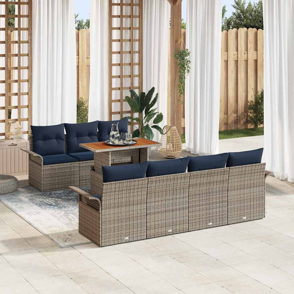 Tuin Sofa Set met opslag 8 pcs Grijs Poly riet