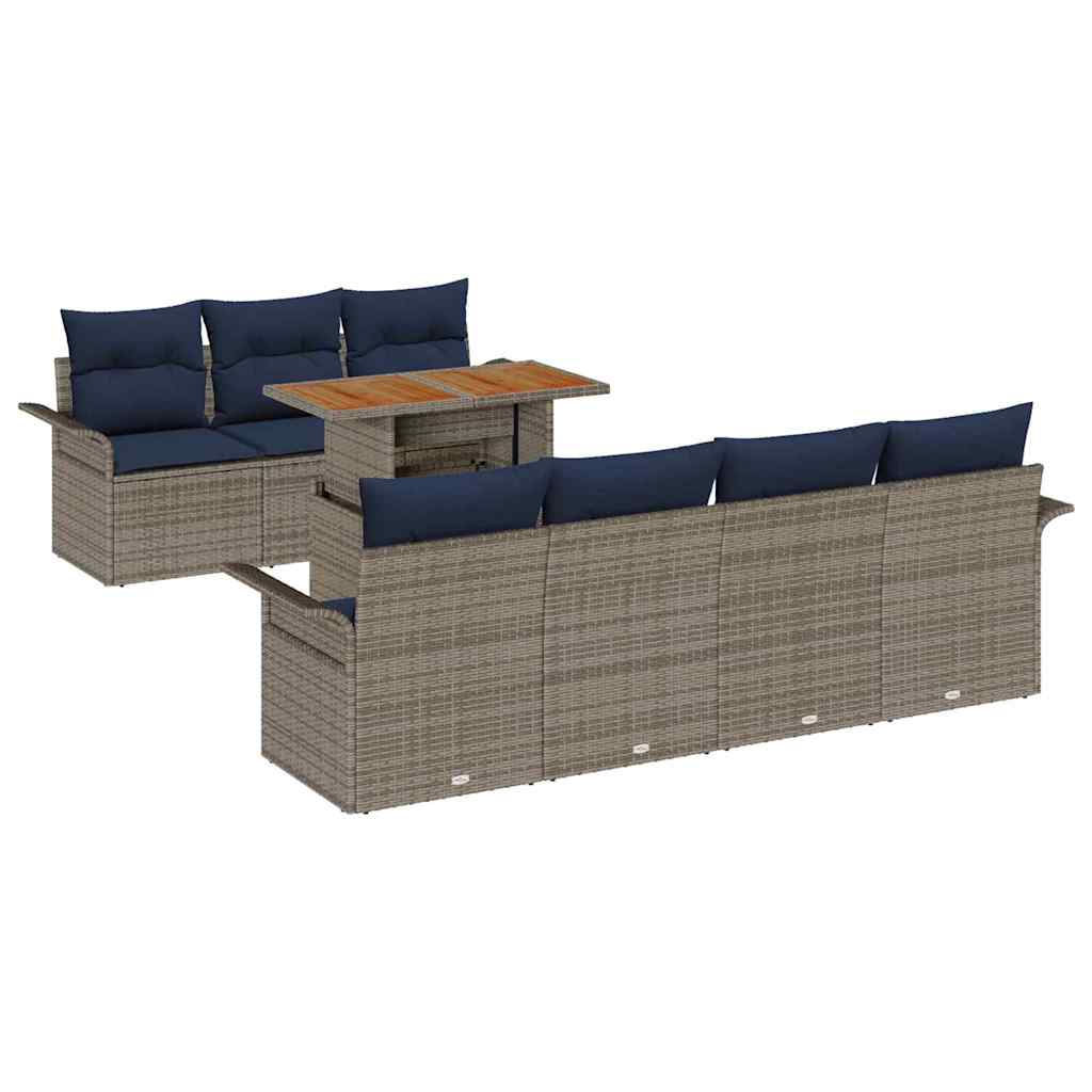 Tuin Sofa Set met opslag 8 pcs Grijs Poly riet
