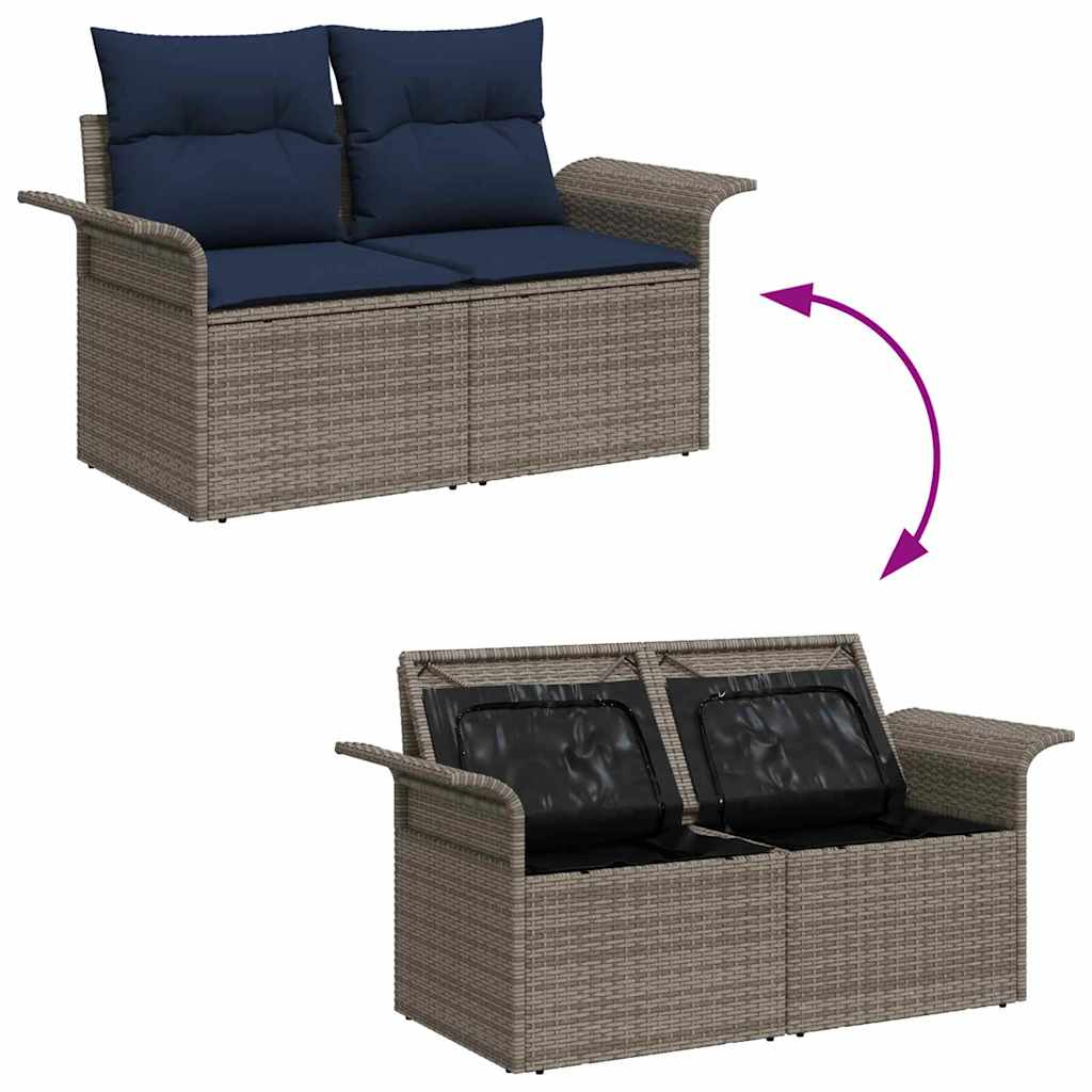 Tuin Sofa Set met opslag 8 pcs Grijs Poly riet