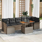 Tuin loungeset 8 personen poly rotan grijs