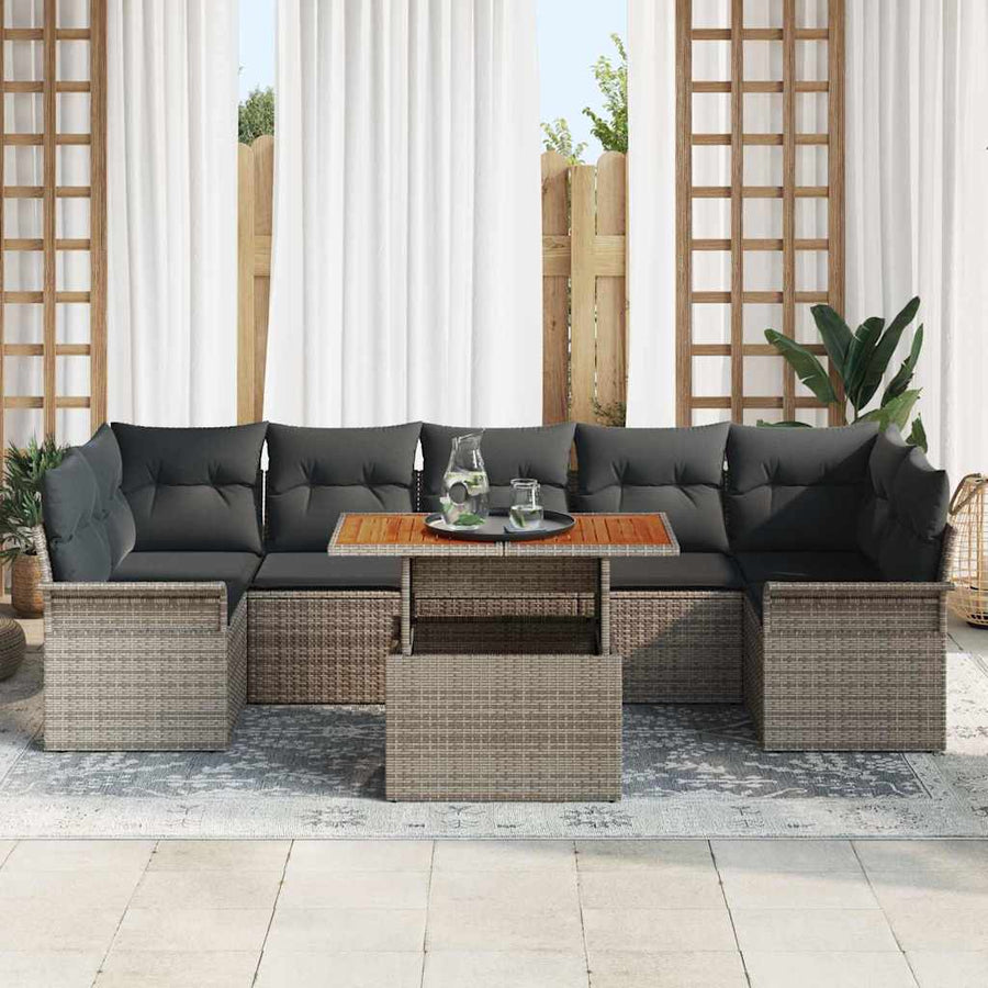 Tuin Sofa Set met opslag 8 pcs Grijs Poly riet