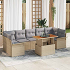 Tuin Loungeset 8 personen poly riet beige