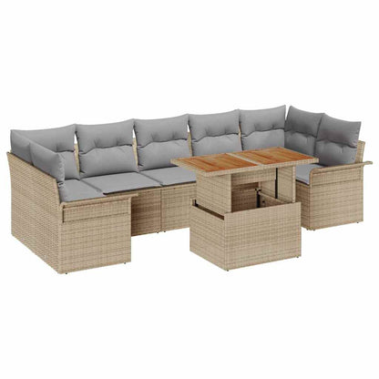 Tuin Sofa Set met opslag 8 pcs Beige Poly riet
