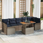 Garden Sofa Set with Storage 8 pcs Grey Poly Rattan