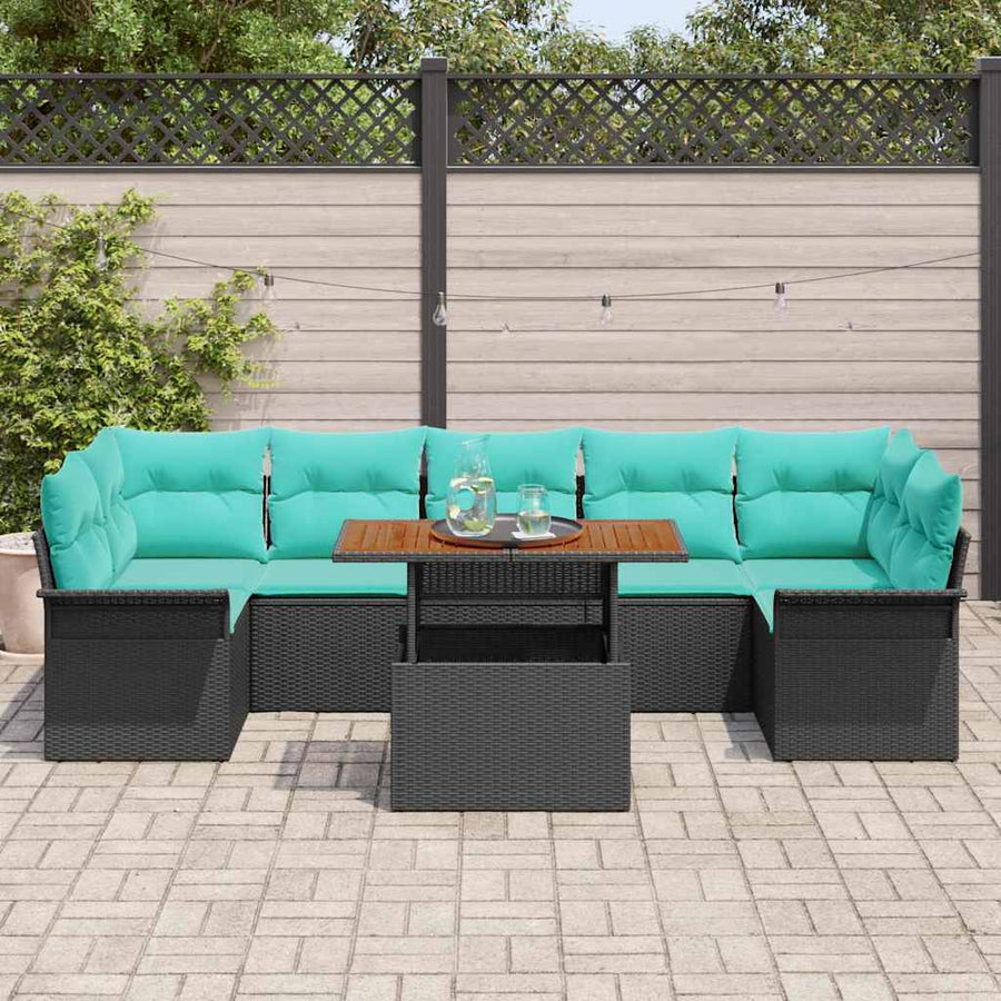 Tuin Sofa Set met opslag 8 pcs Zwart Poly riet