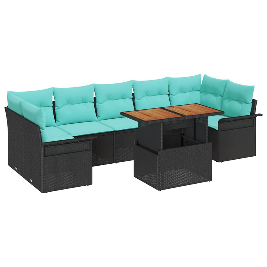 Tuin Sofa Set met opslag 8 pcs Zwart Poly riet