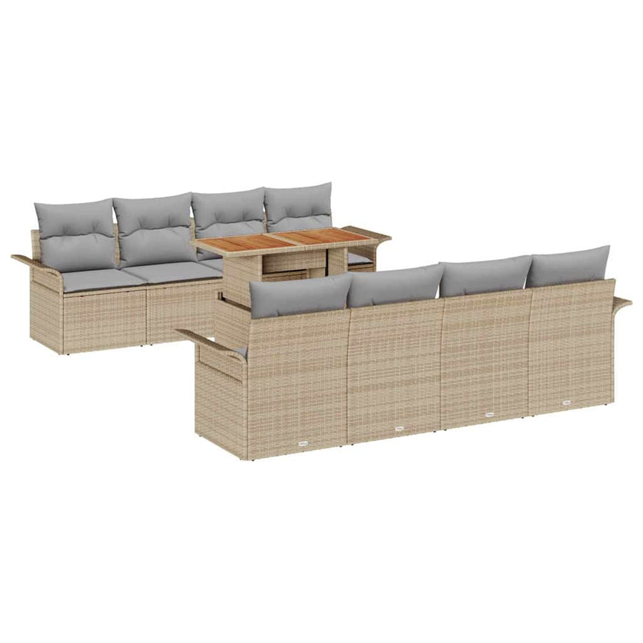 Tuin Sofa Set met opslag 9 pcs Beige Poly riet