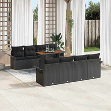 Tuin Sofa Set met opslag 9 pcs Zwart Poly riet