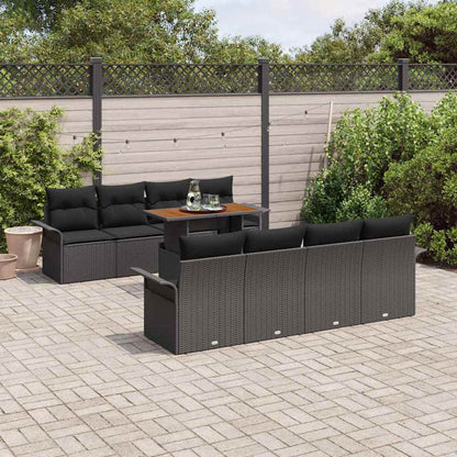 Tuin Sofa Set met opslag 9 pcs Zwart Poly riet