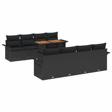 Tuin Sofa Set met opslag 9 pcs Zwart Poly riet