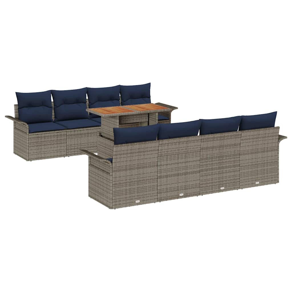 Tuin Sofa Set met opslag 9 pcs Grijs Poly riet