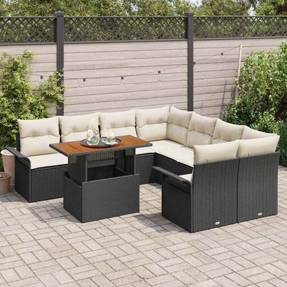 Tuin Sofa Set met opslag 9 pcs Zwart Poly riet