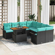 Tuinset poly rotan 9-delig zwart
