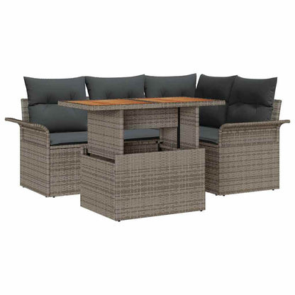 Tuin Sofa Set met opslag 5 pcs Grijs Poly riet
