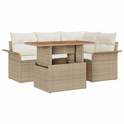 Tuin Sofa Set met opslag 5 pcs Beige Poly riet
