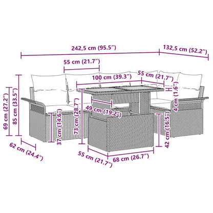 Tuin Sofa Set met opslag 6 pcs Beige Poly riet