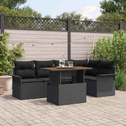 Loungeset 6-delig poly rotan zwart