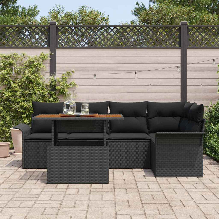 Tuin Sofa Set met opslag 6 pcs Zwart Poly riet