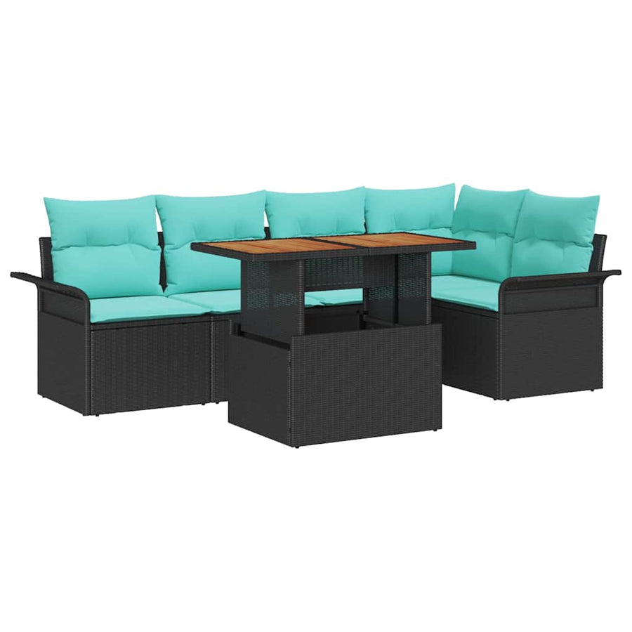Tuin Sofa Set met opslag 6 pcs Zwart Poly riet