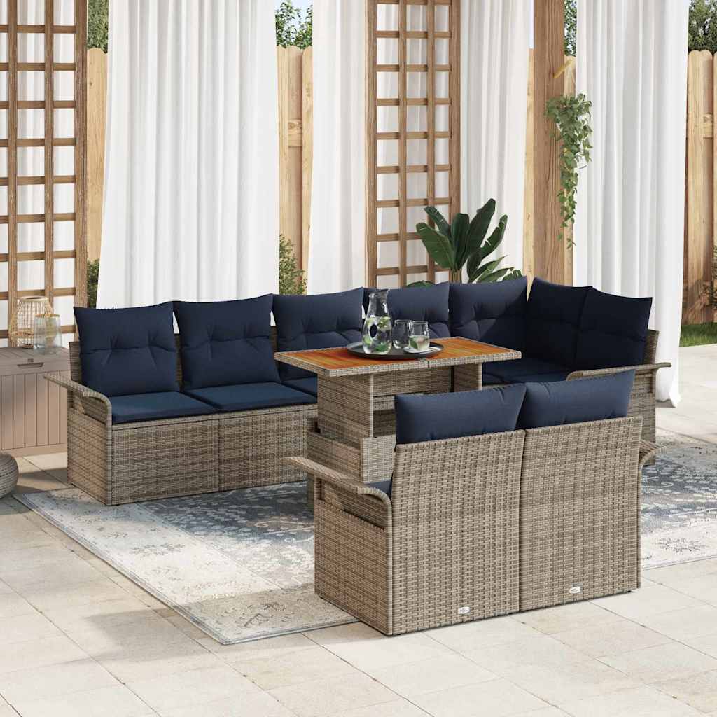 Tuin Sofa Set met opslag 9 pcs Grijs Poly riet