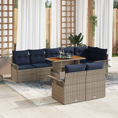 Tuin Sofa Set met opslag 9 pcs Grijs Poly riet
