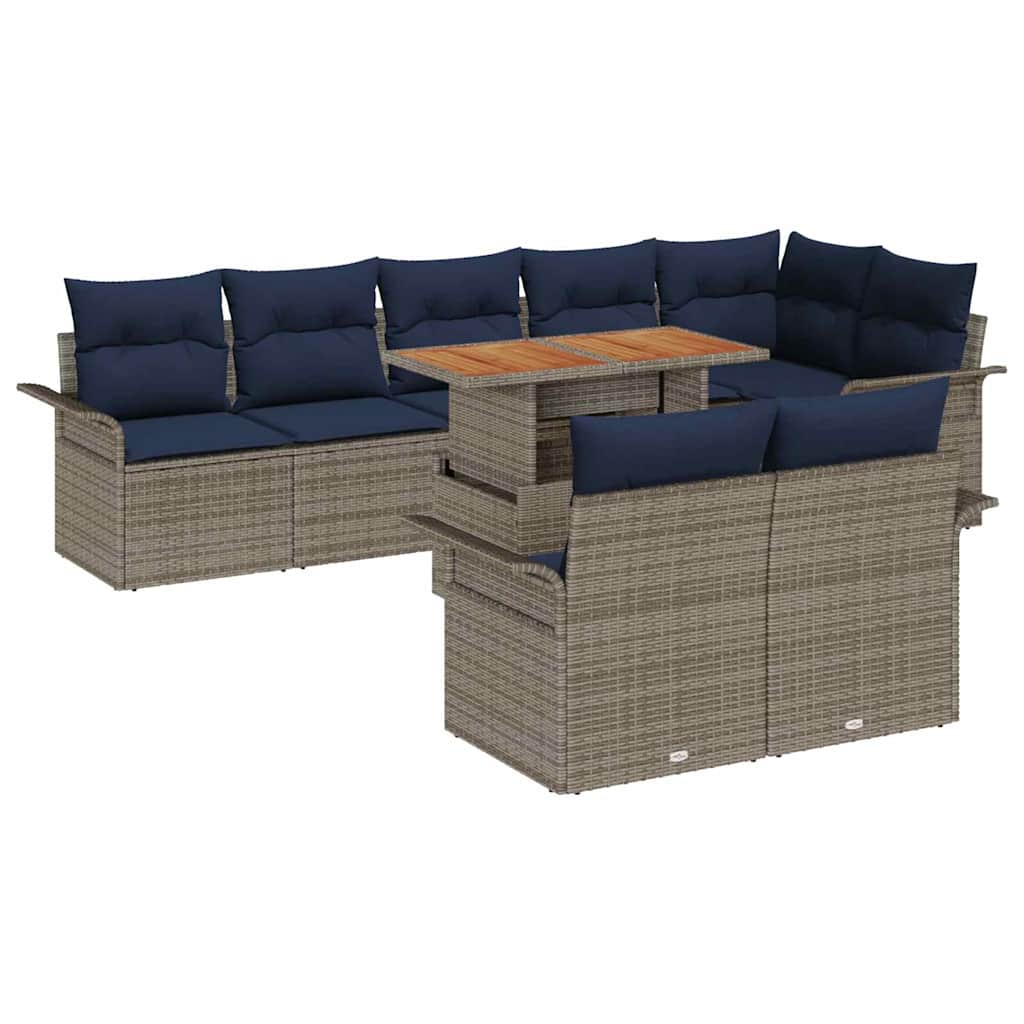 Tuin Sofa Set met opslag 9 pcs Grijs Poly riet