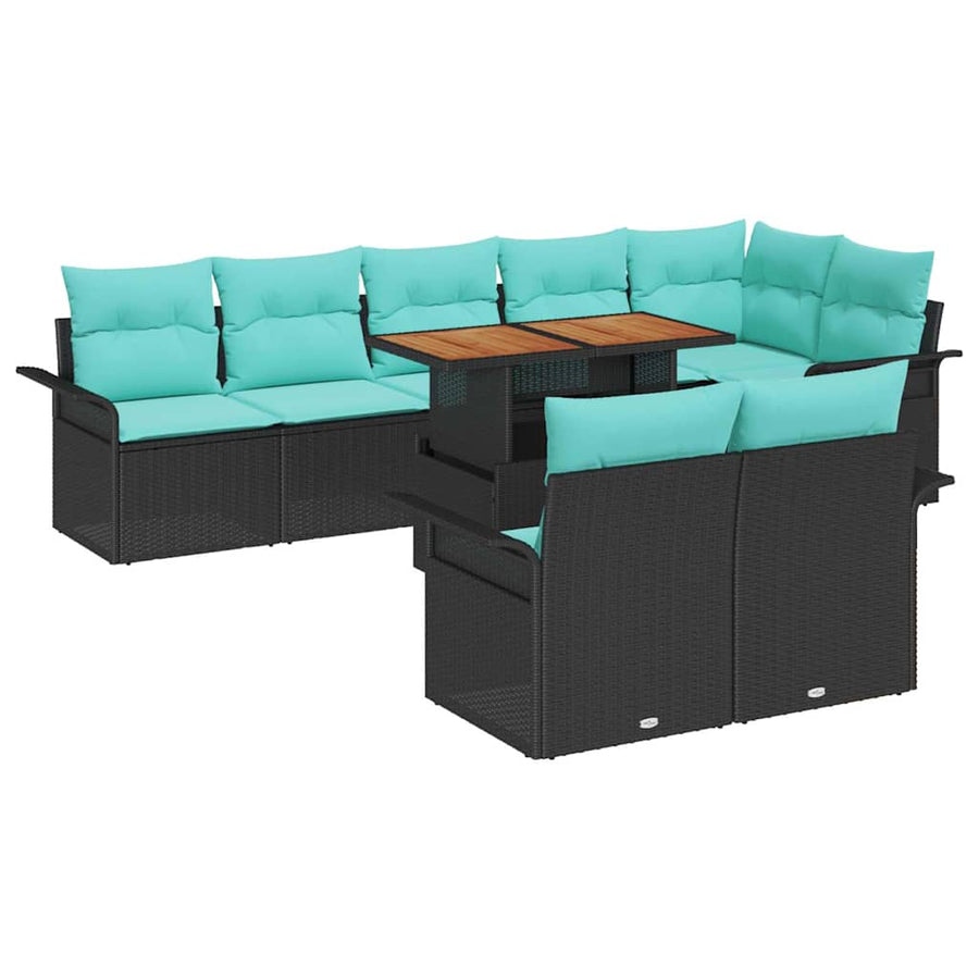 Tuin Sofa Set met opslag 9 pcs Zwart Poly riet