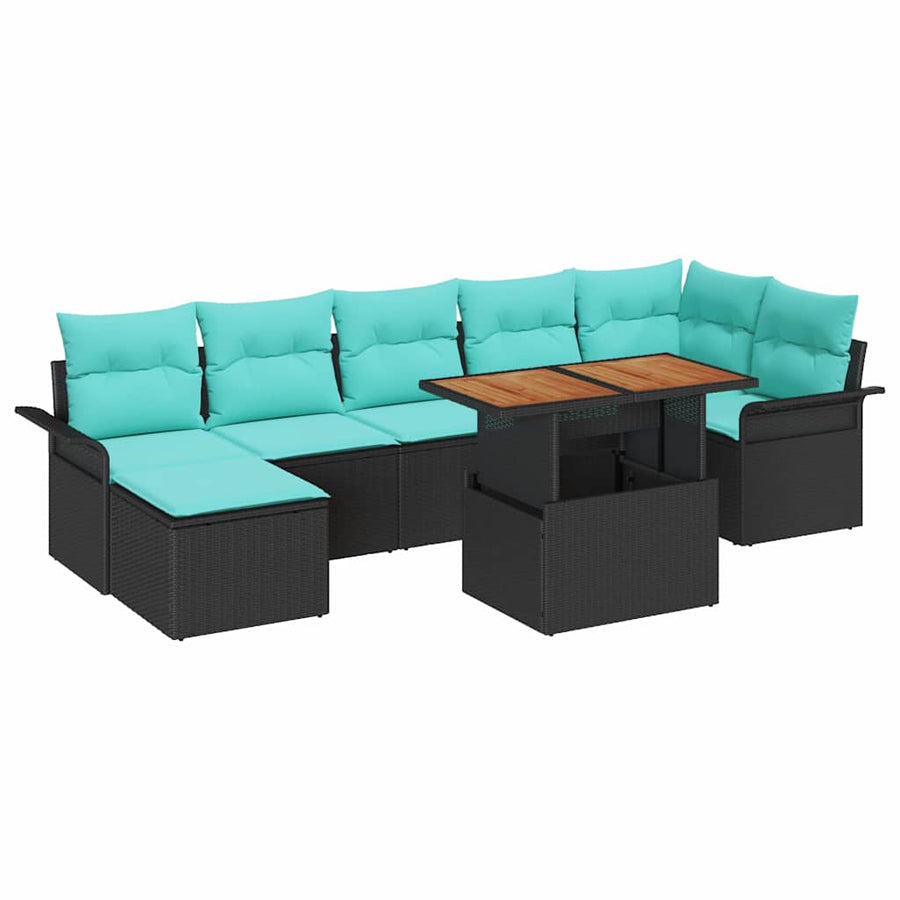 Tuin Sofa Set met opslag 8 pcs Zwart Poly riet