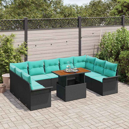 Tuin Sofa Set met opslag 10 pcs Zwart Poly riet