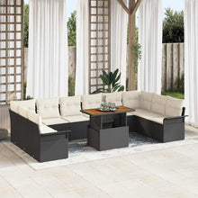 Tuin Sofa Set met opslag 11 pcs Zwart Poly riet
