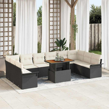 Tuin Sofa Set met opslag 11 pcs Zwart Poly riet