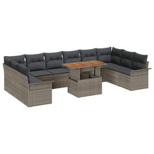 Tuin Sofa Set met opslag 11 pcs Grijs Poly riet