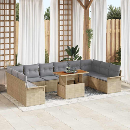 Tuin Sofa Set met opslag 11 pcs Beige Poly riet
