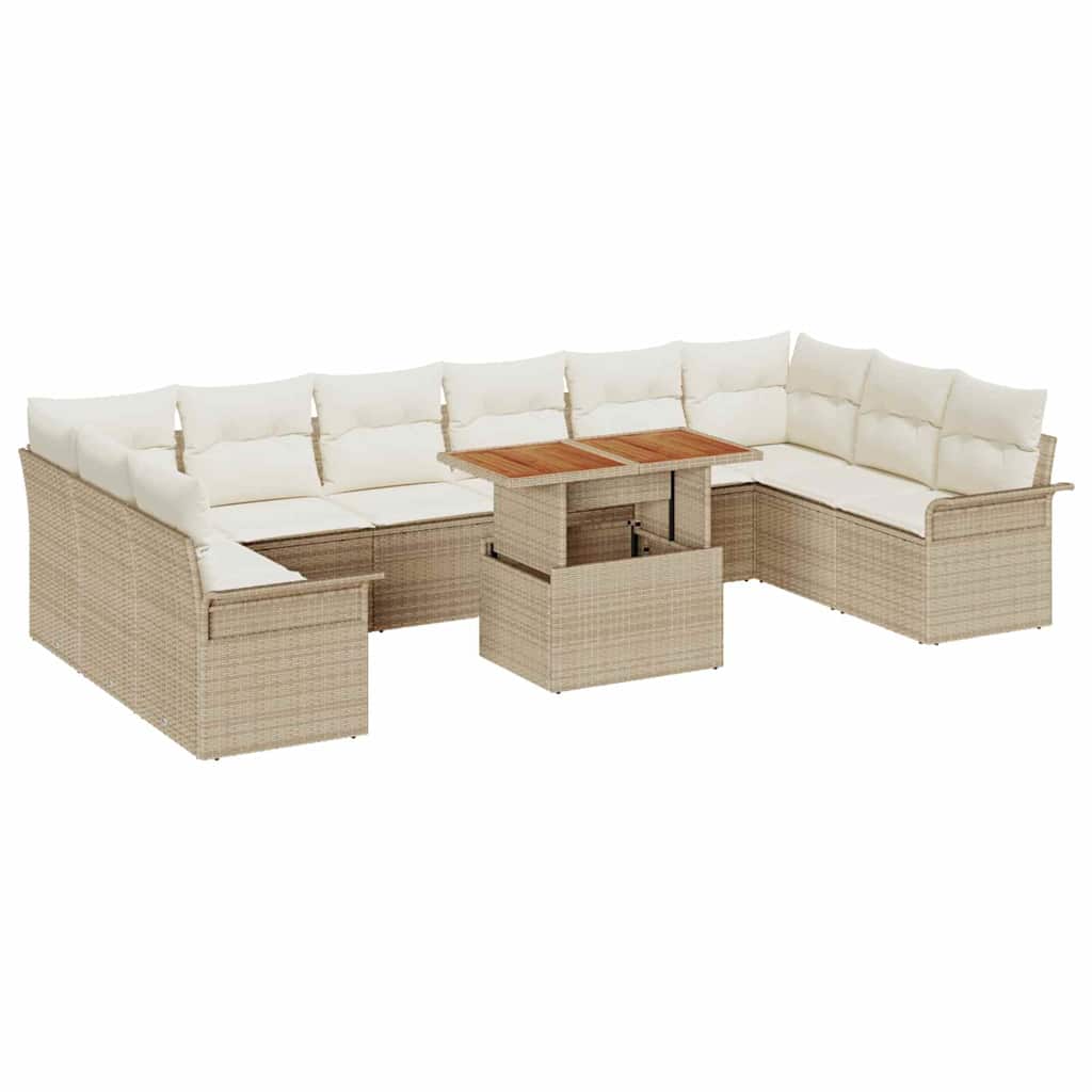 Tuin Sofa Set met opslag 11 pcs Beige Poly riet