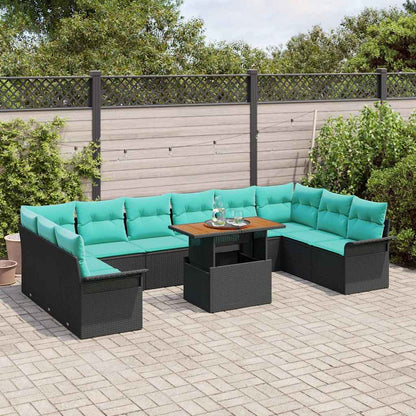 Tuin Sofa Set met opslag 11 pcs Zwart Poly riet