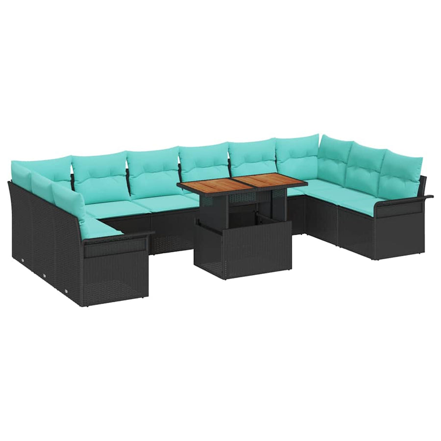 Tuin Sofa Set met opslag 11 pcs Zwart Poly riet
