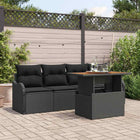 Garden Lounge Set with Storage 5 pcs Black poly rattan